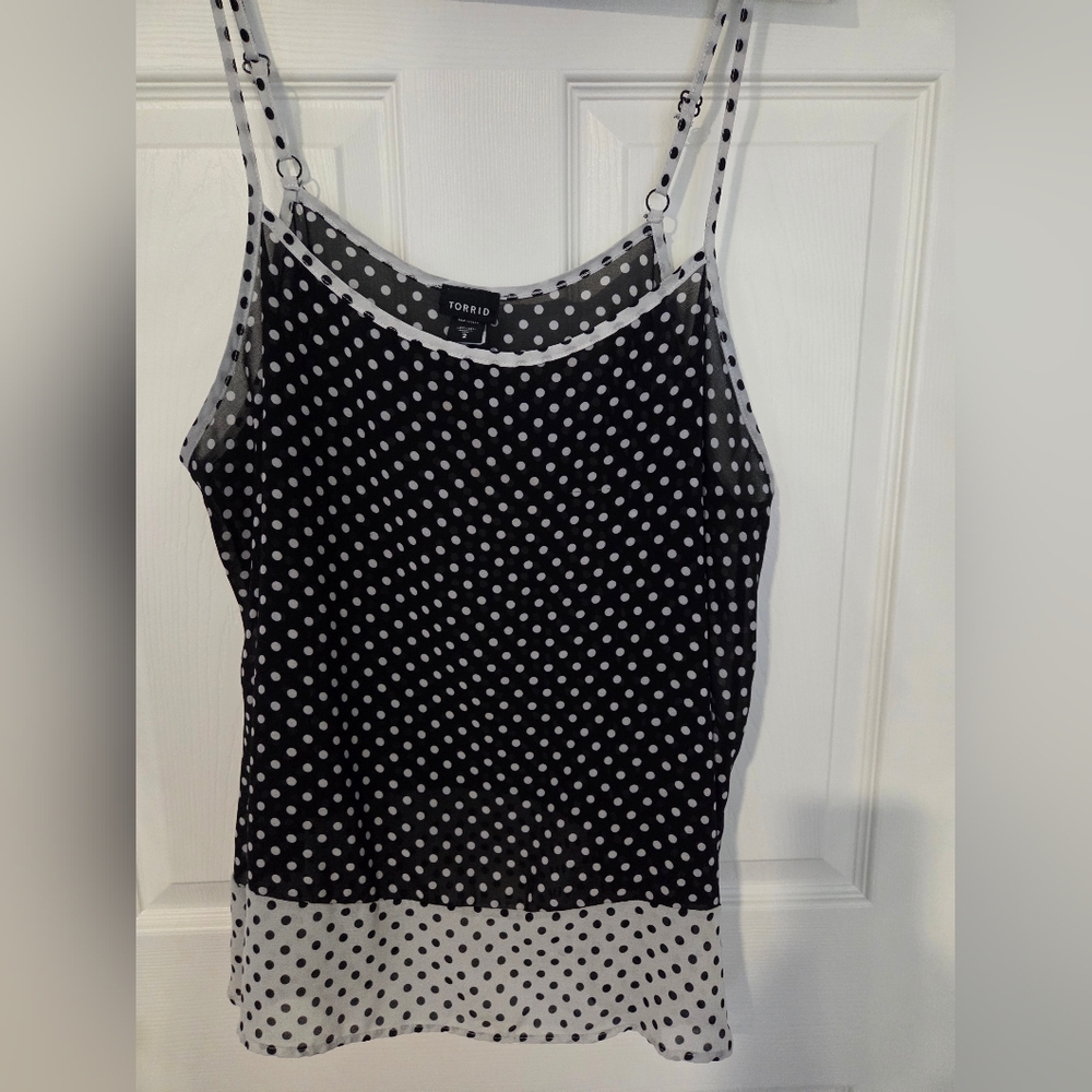 Torrid Black and White Polka Dot Women's Tank Top